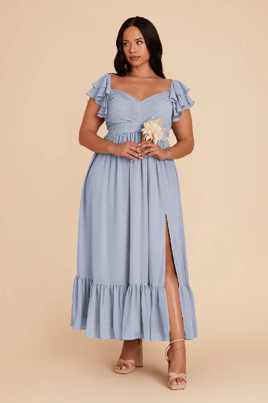 Michelle Chiffon Dress - Dusty Blue