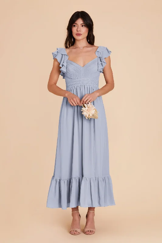 Michelle Chiffon Dress - Dusty Blue