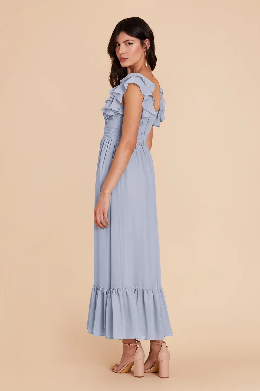 Michelle Chiffon Dress - Dusty Blue