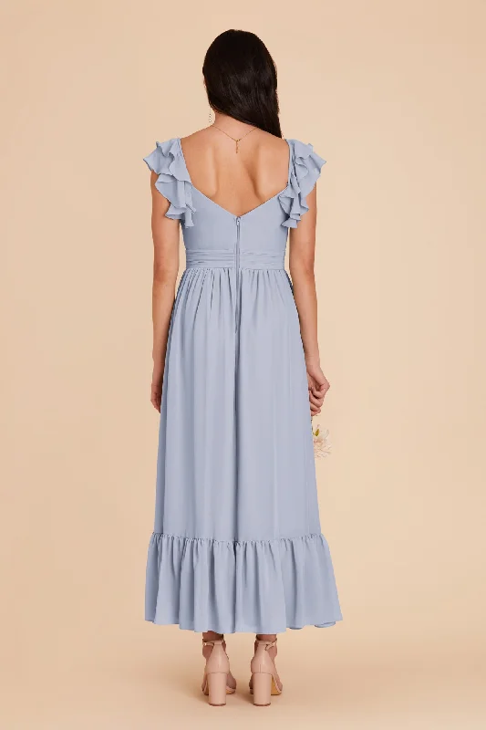 Michelle Chiffon Dress - Dusty Blue