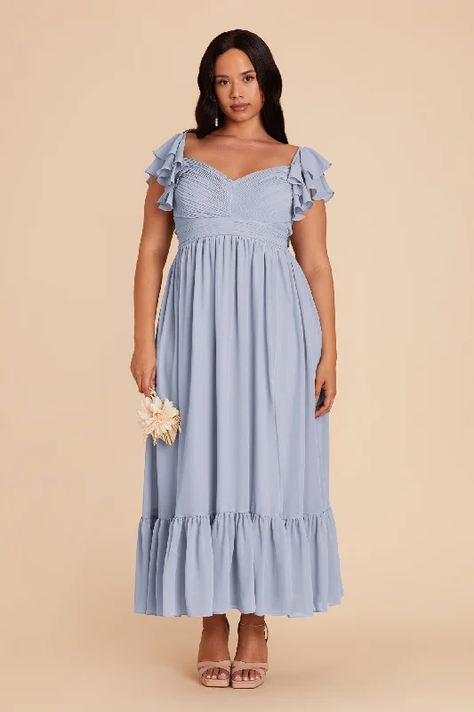 Michelle Chiffon Dress - Dusty Blue