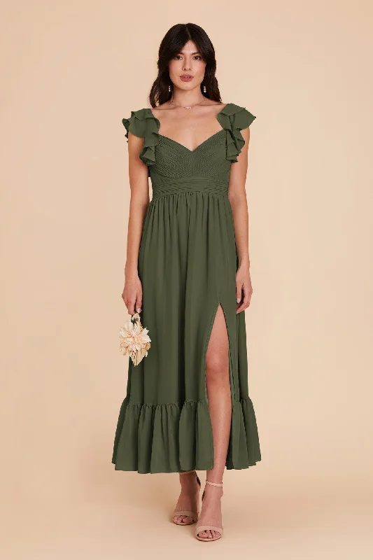 Michelle Chiffon Dress - Olive