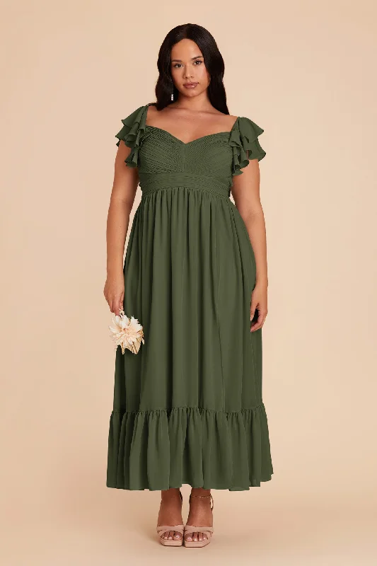 Michelle Chiffon Dress - Olive