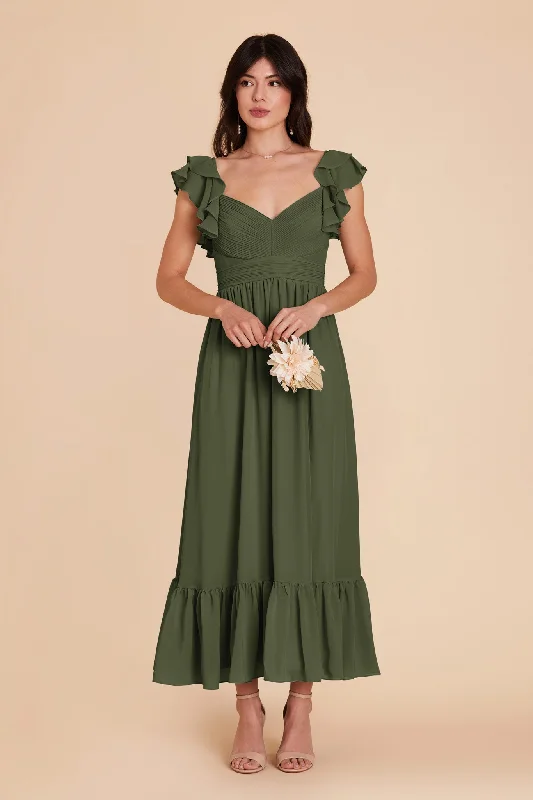 Michelle Chiffon Dress - Olive