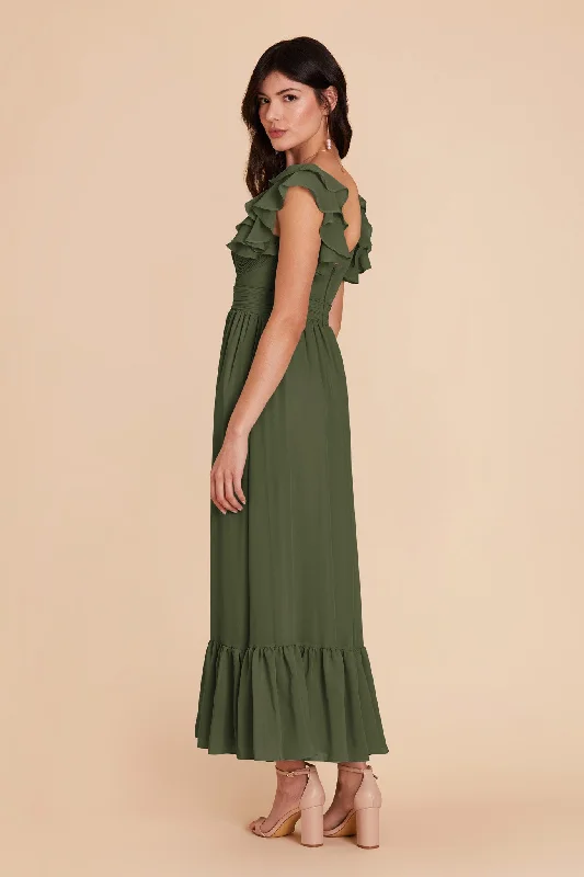 Michelle Chiffon Dress - Olive