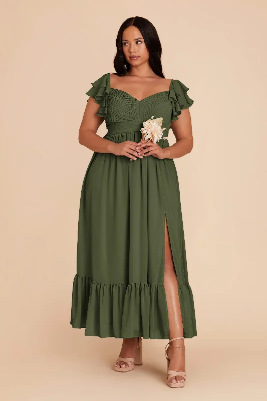 Michelle Chiffon Dress - Olive