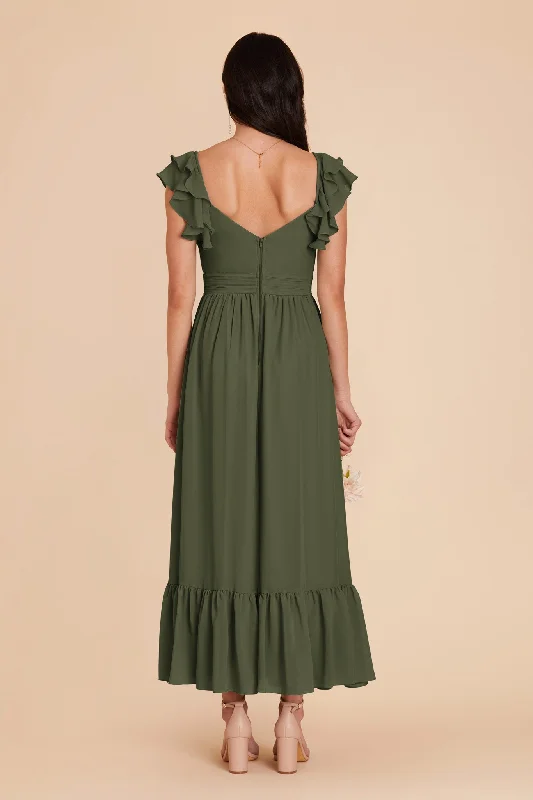 Michelle Chiffon Dress - Olive