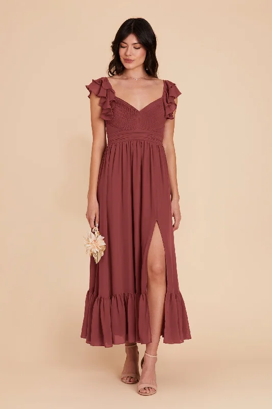 Michelle Chiffon Dress - Rosewood