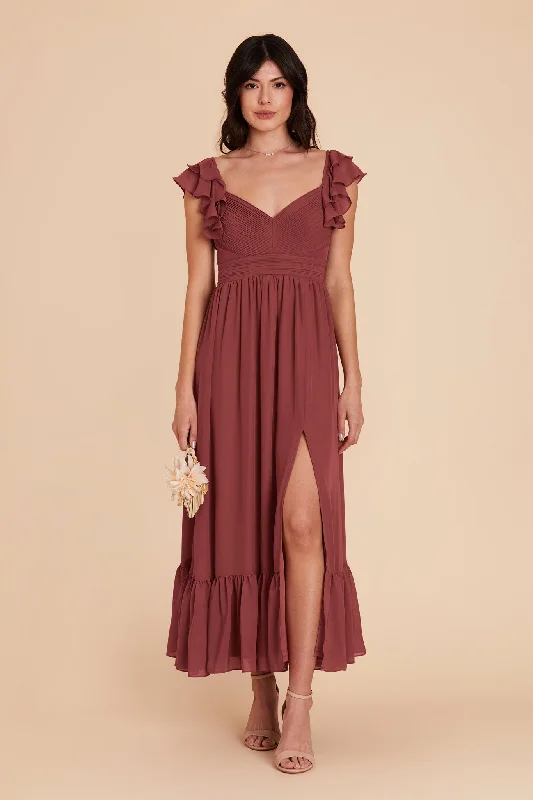 Michelle Chiffon Dress - Rosewood