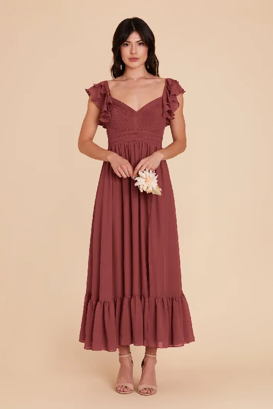 Michelle Chiffon Dress - Rosewood