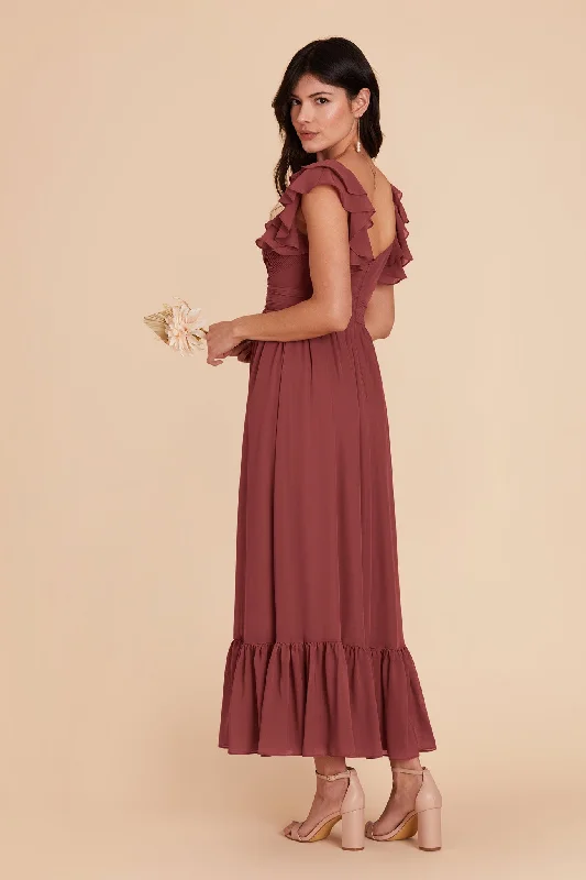 Michelle Chiffon Dress - Rosewood