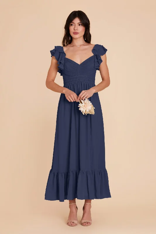 Michelle Chiffon Dress - Slate Blue