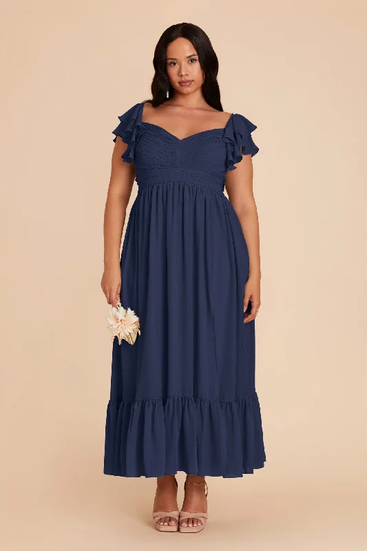 Michelle Chiffon Dress - Slate Blue