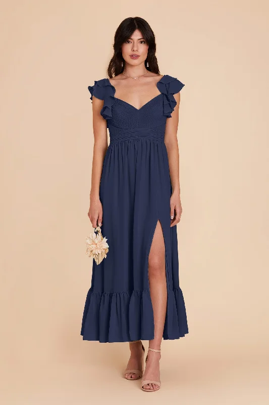 Michelle Chiffon Dress - Slate Blue