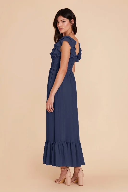 Michelle Chiffon Dress - Slate Blue