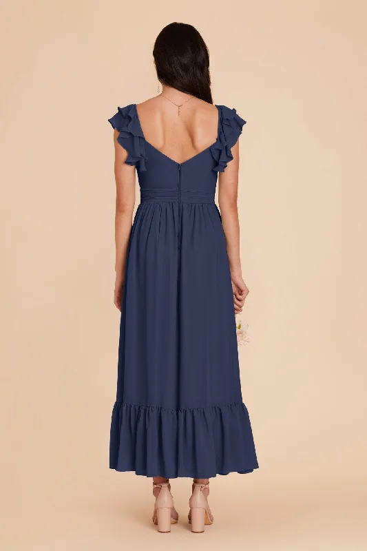 Michelle Chiffon Dress - Slate Blue