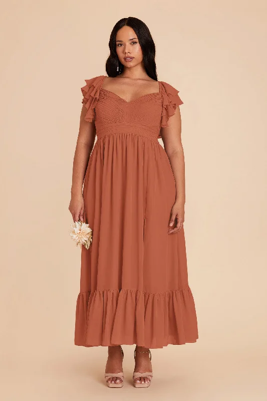 Michelle Chiffon Dress - Terracotta