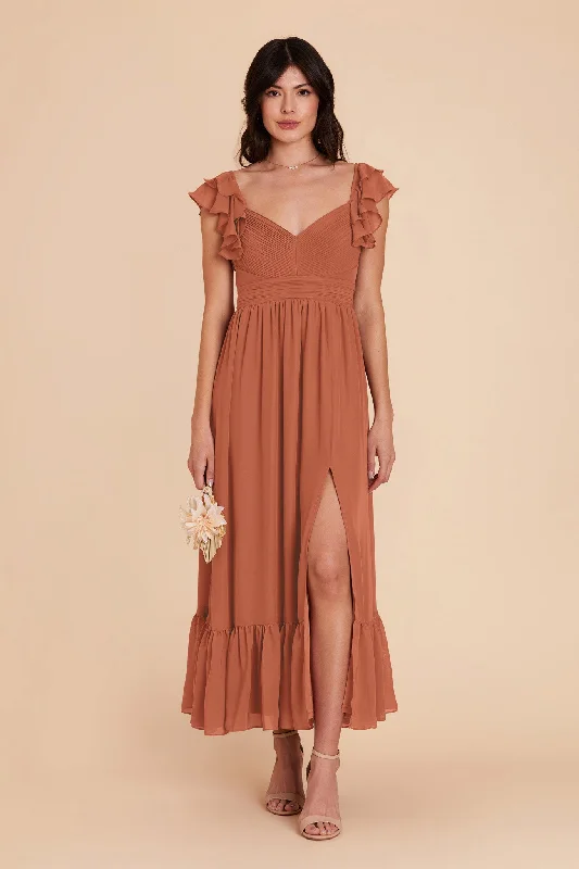 Michelle Chiffon Dress - Terracotta