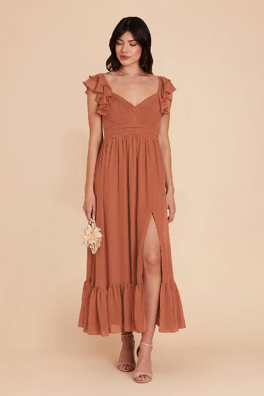 Michelle Chiffon Dress - Terracotta