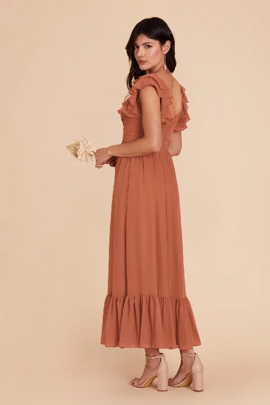 Michelle Chiffon Dress - Terracotta