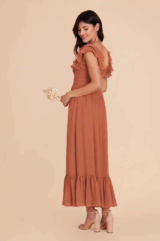 Michelle Chiffon Dress - Terracotta