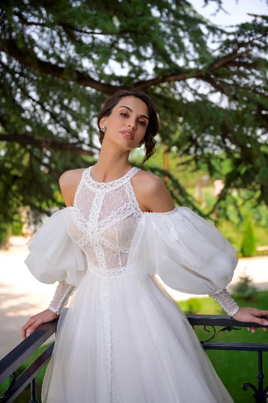 Puffy Sleeve Bridal Dress