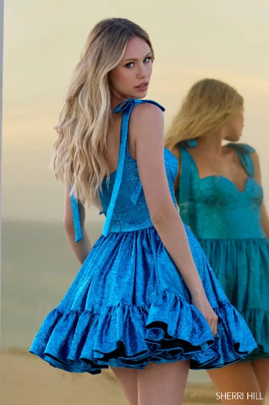 Sherri Hill Full Brocade Ruffle Homecoming Dress 56507