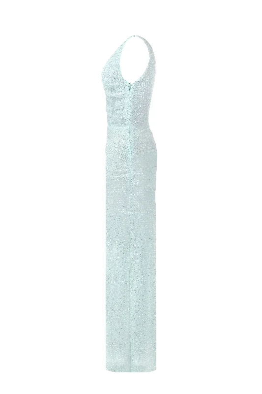 Striking sequined maxi dress in mint green