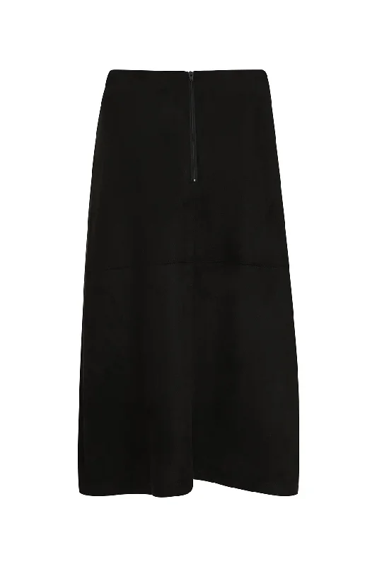 4 panel unlined Suede Look Skirt | BLACK | 4063ZR