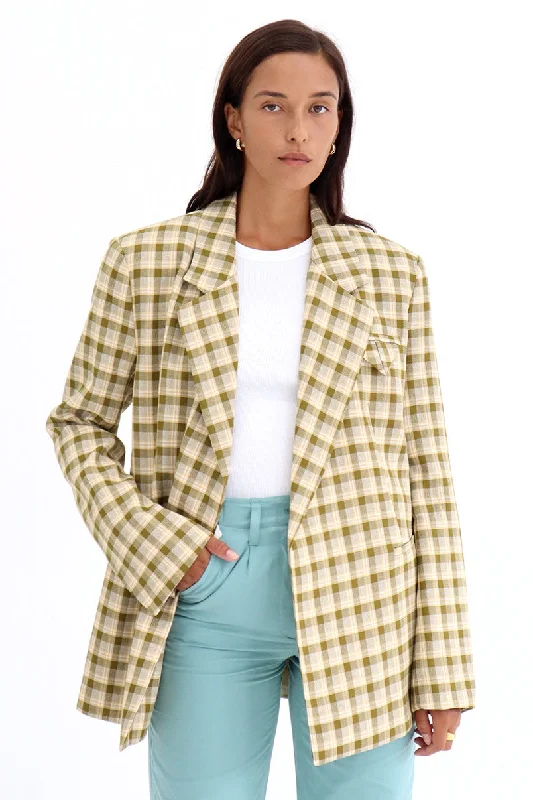 BLANCA Womens Samantha Blazer Green/Yellow Check