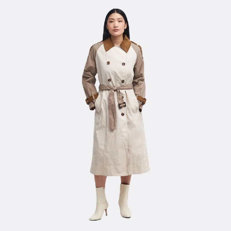 Ingleby Showerproof Trench Coat (Oatmeal + Summer Navy Northumberland)