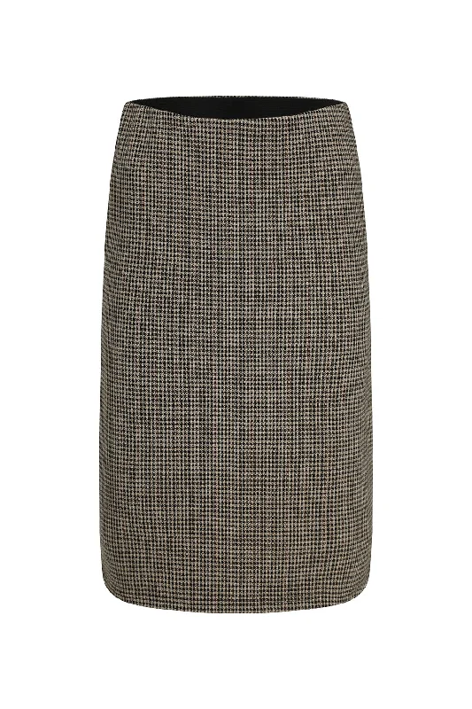 Jacquard Ponti pull on Skirt | Charcoal Herringbone | 7811ZR