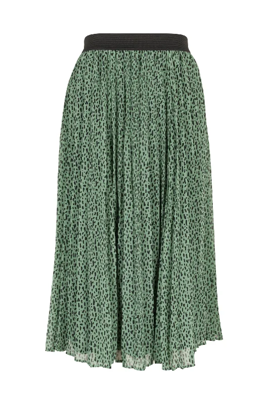 Printed & pleated Chiffon Skirt | SAGE BLACK DASH | 0101ZR