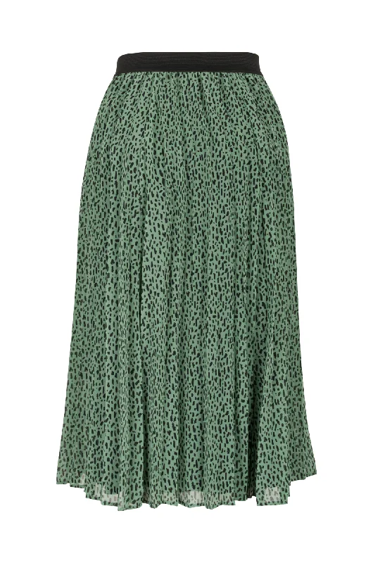 Printed & pleated Chiffon Skirt | SAGE BLACK DASH | 0101ZR