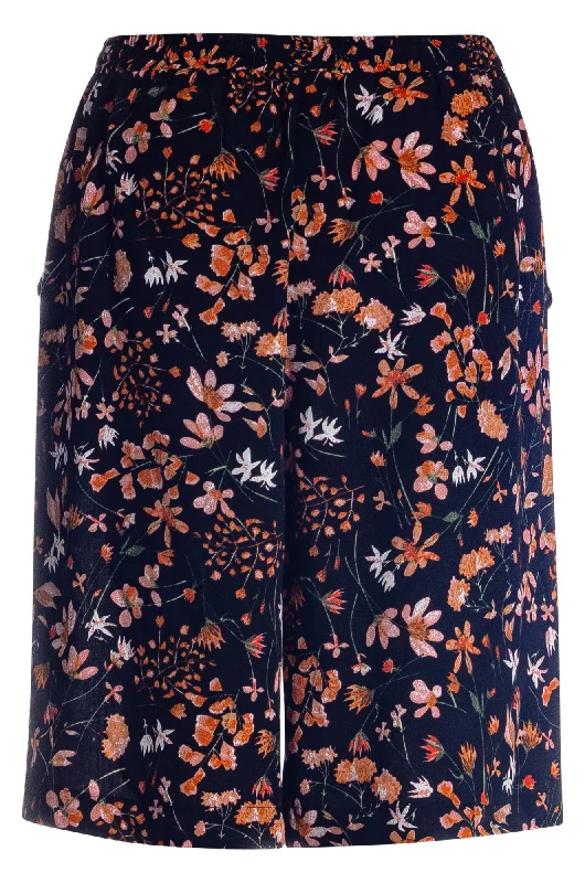 Printed Viscose Shorts | Orange Black Vine | 3368AR