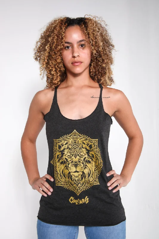 Lion Mandala with Metallic Gold Print