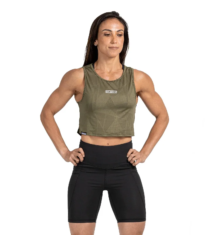 Sabre Crop Tank - Army Green