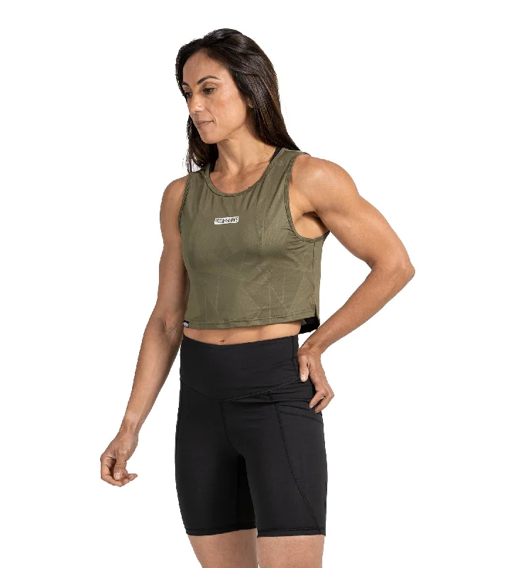 Sabre Crop Tank - Army Green