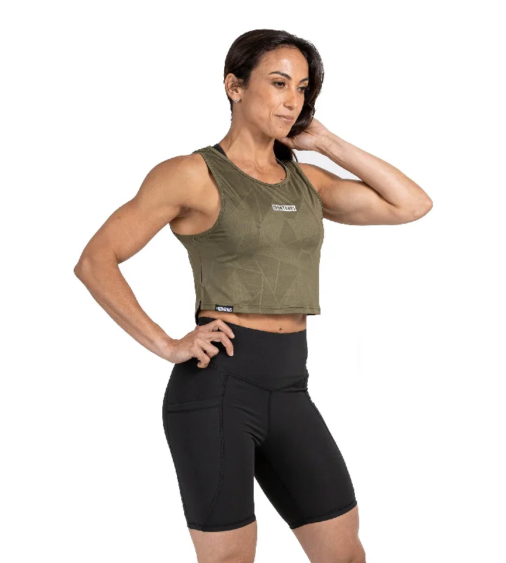 Sabre Crop Tank - Army Green