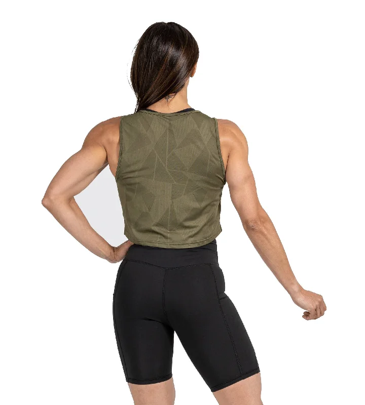 Sabre Crop Tank - Army Green