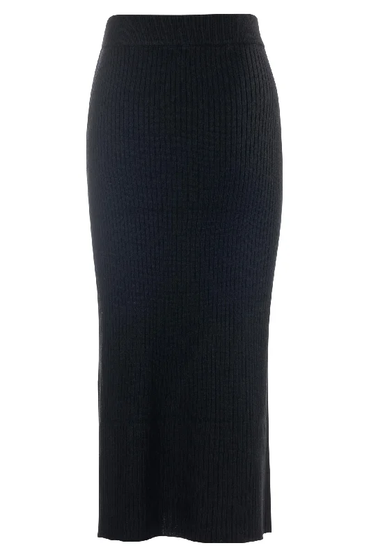 Rib Knit Touch of Wool Skirt | Black | 6340ZZ