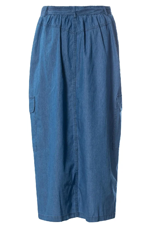 Denim Skirt with cargo pockets | MID INDIGO | 6651ZZ