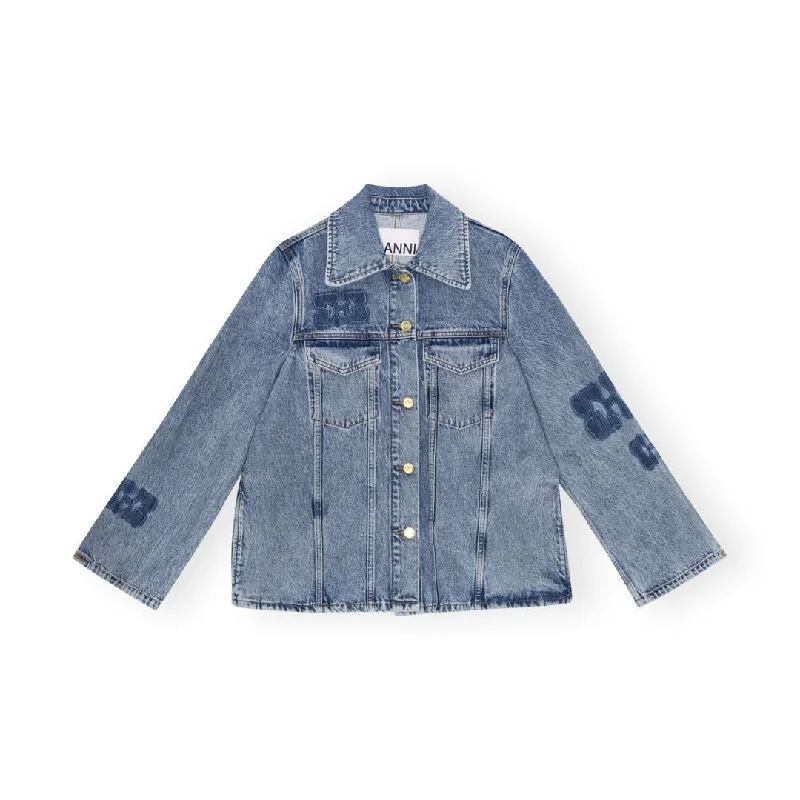 Stone Patch Denim Jacket (Mid Stone Blue)