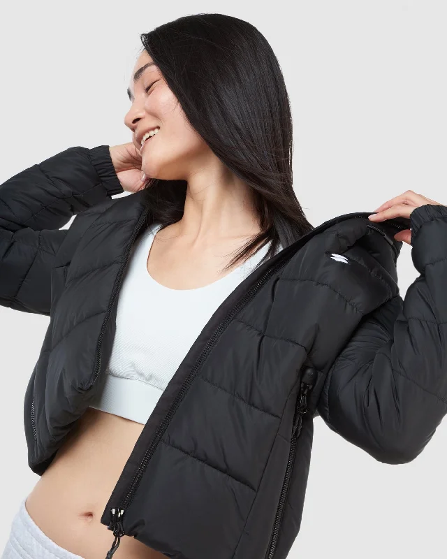 SUPERDRY Womens Hooded Spirit Sports Puffer Jacket Black