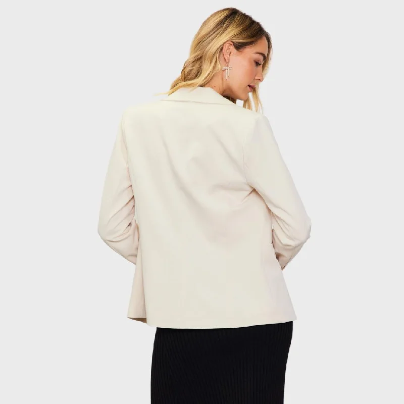 Tailored Single Button Blazer (Cream)