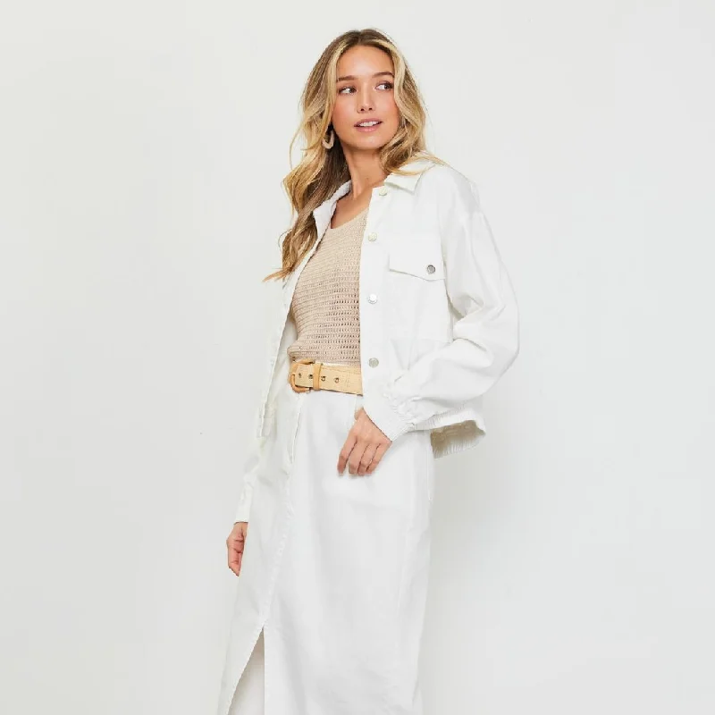 Washed Cotton Twill Jacket (White)