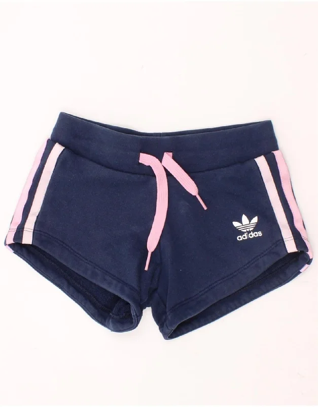 ADIDAS Girls Sport Shorts 3-4 Years Navy Blue Cotton