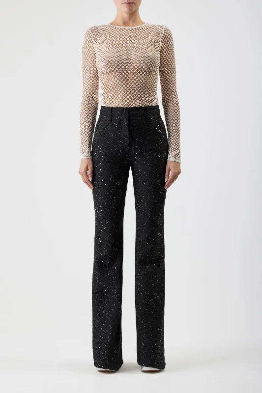 Allanon Sequin Pant in Black Virgin Wool