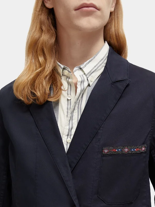 Bead-trimmed workwear blazer