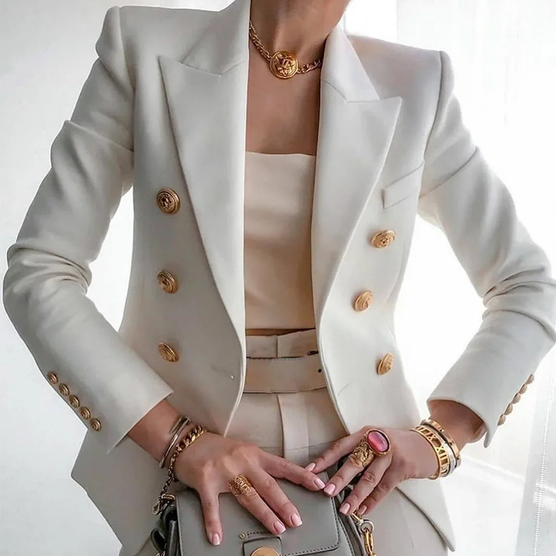 Women Coat Collar Long Sleeve Outerwear Office Lady Suit